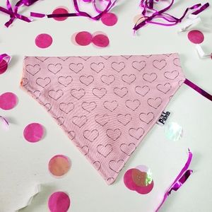 🐶 3 for $15 * Reversible Valentines Pink Hearts Over The Collar Dog Bandana